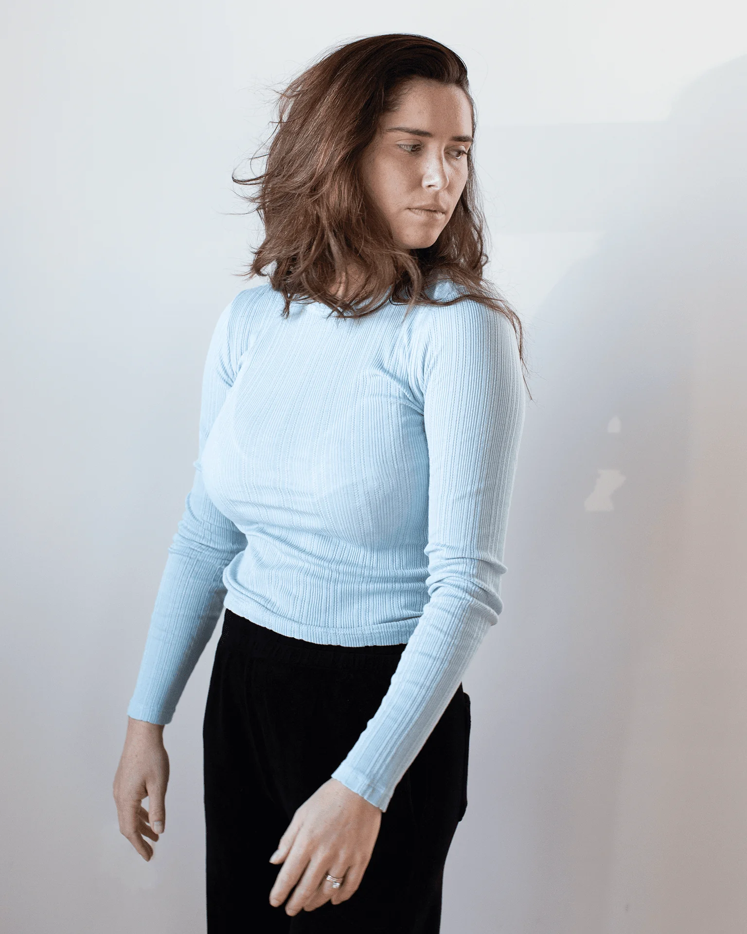 Mauri L/S Crew Neck Top in Ceramic - Image 2