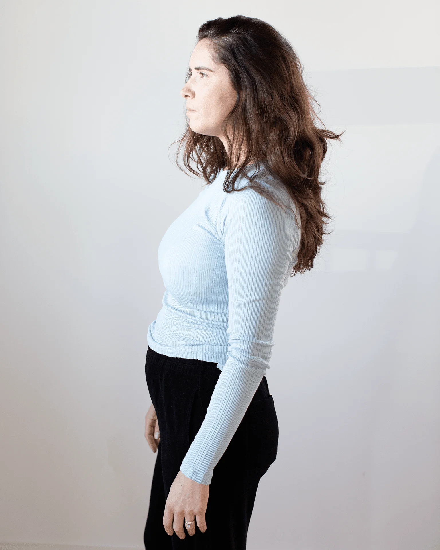 Mauri L/S Crew Neck Top in Ceramic - Image 3