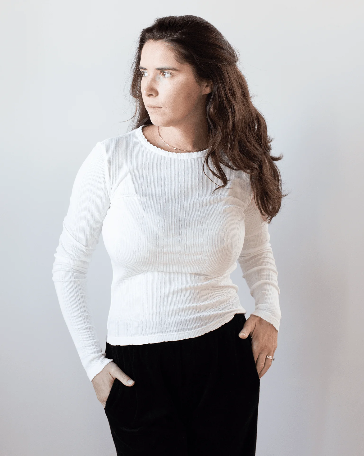 Mauri L/S Crew Neck Top in Ecru
