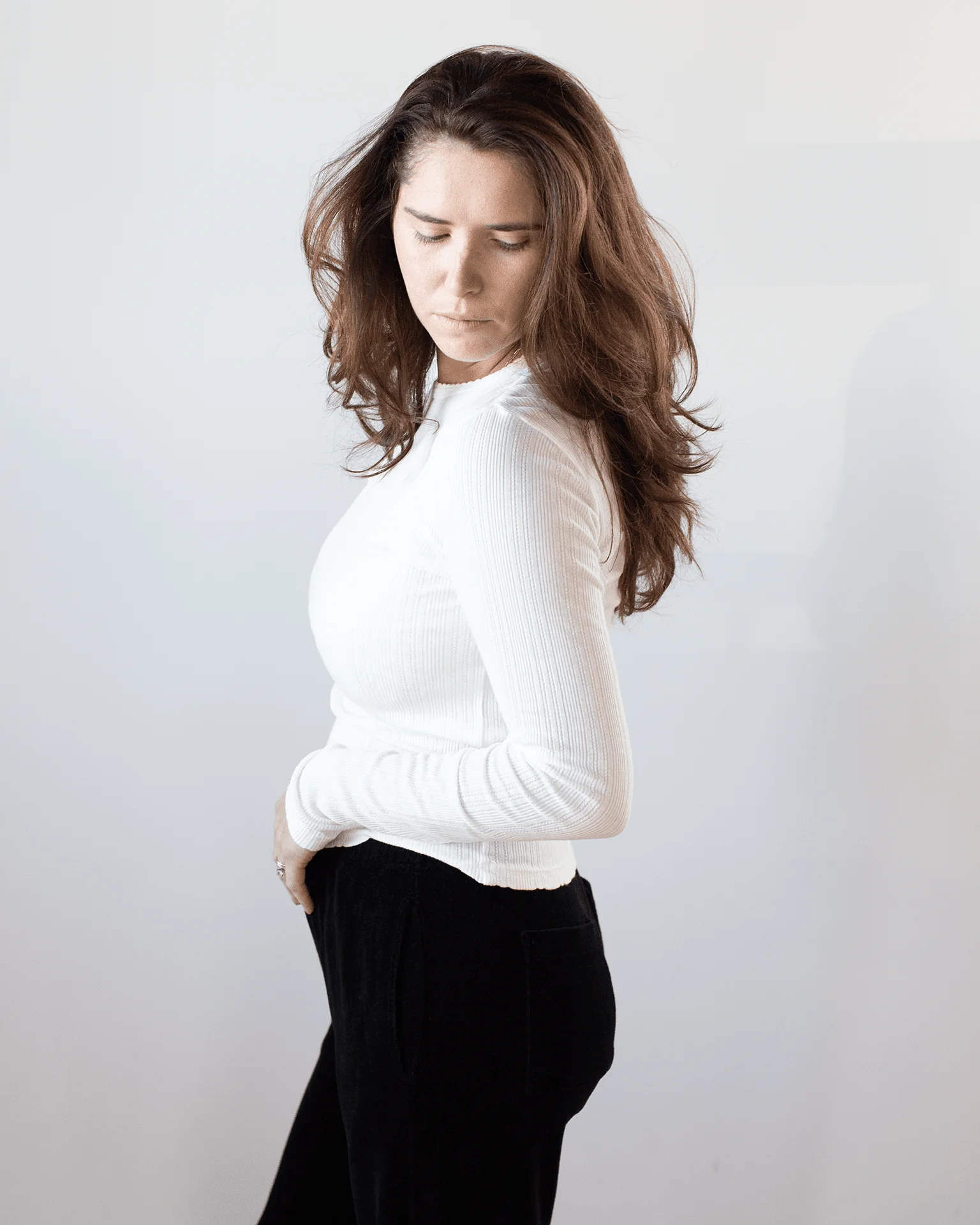 Mauri L/S Crew Neck Top in Ecru - Image 2
