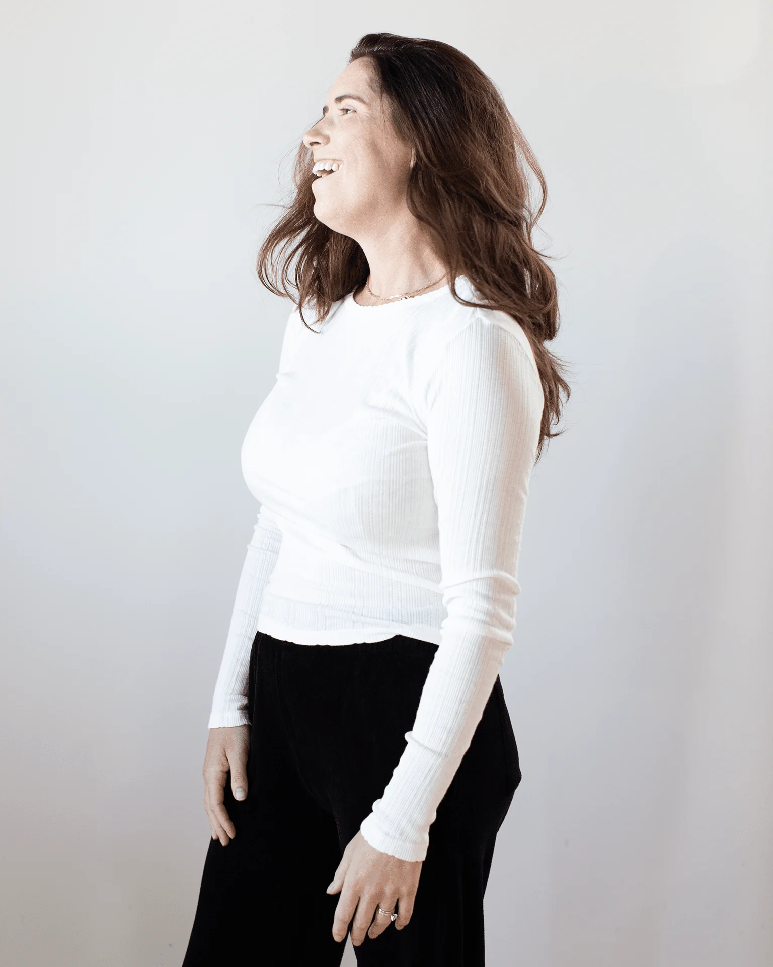 Mauri L/S Crew Neck Top in Ecru - Image 3