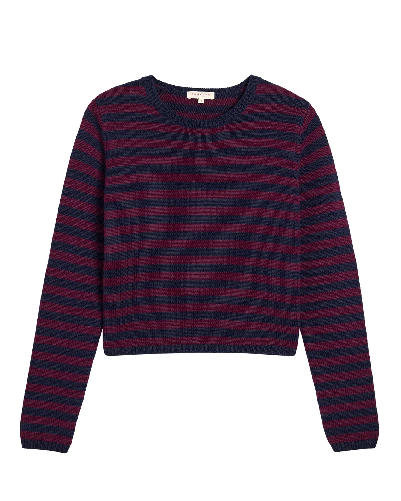 Melina Stripe Cotton Cashmere Sweater in Navy/Aubergine