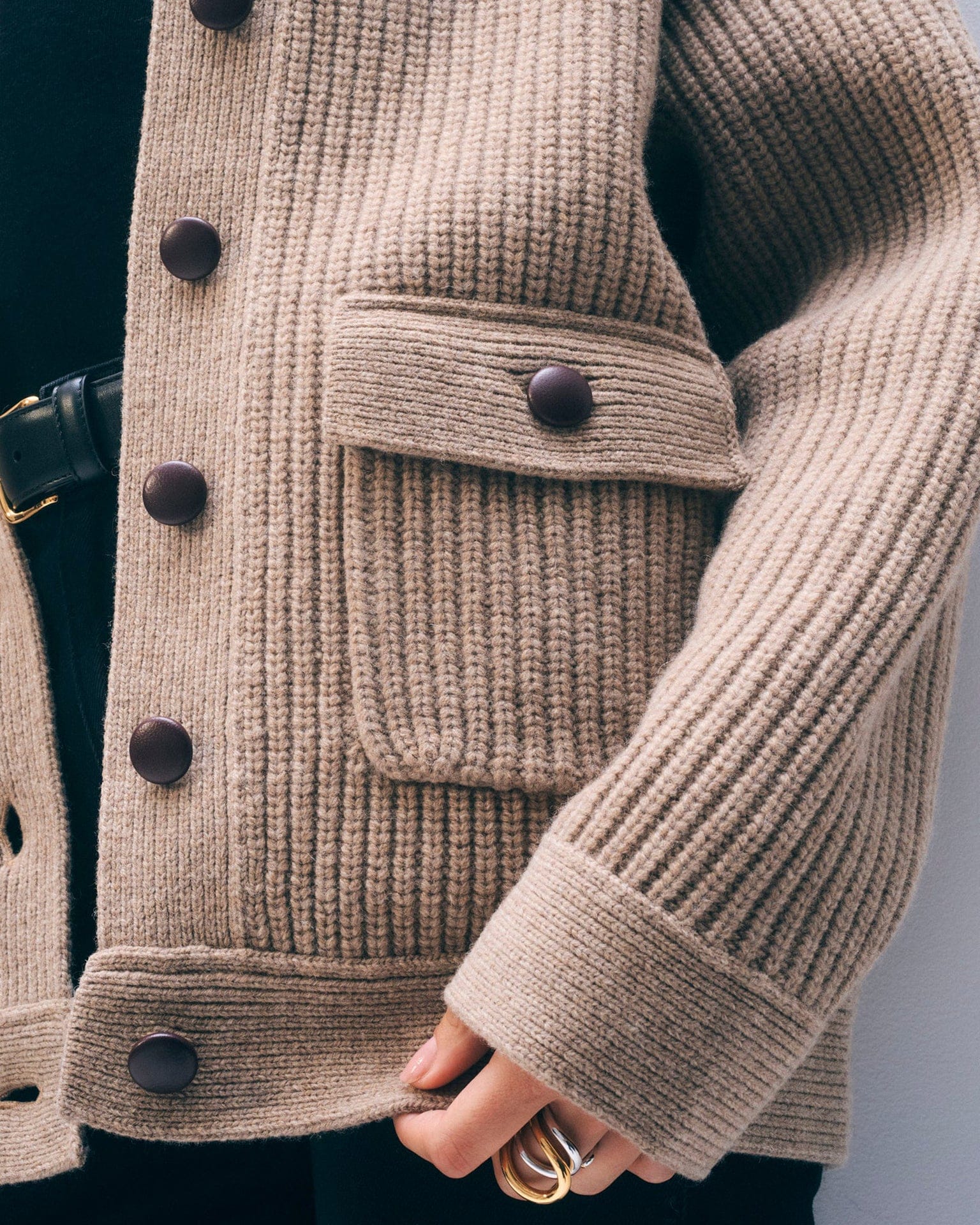 Merino Fisherman Jacket in Macadamia - Image 3