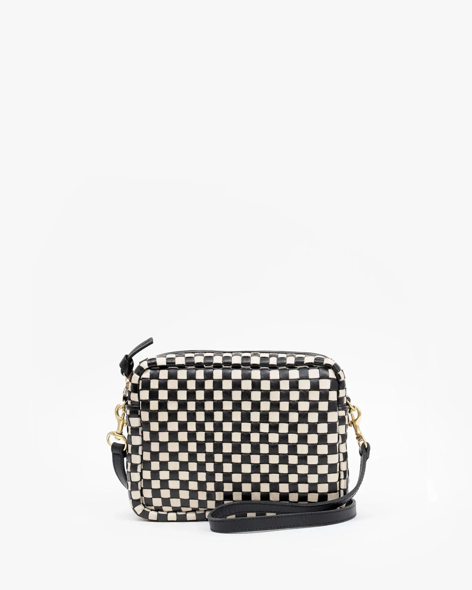 Midi Sac - Woven Checker in Black/Cream