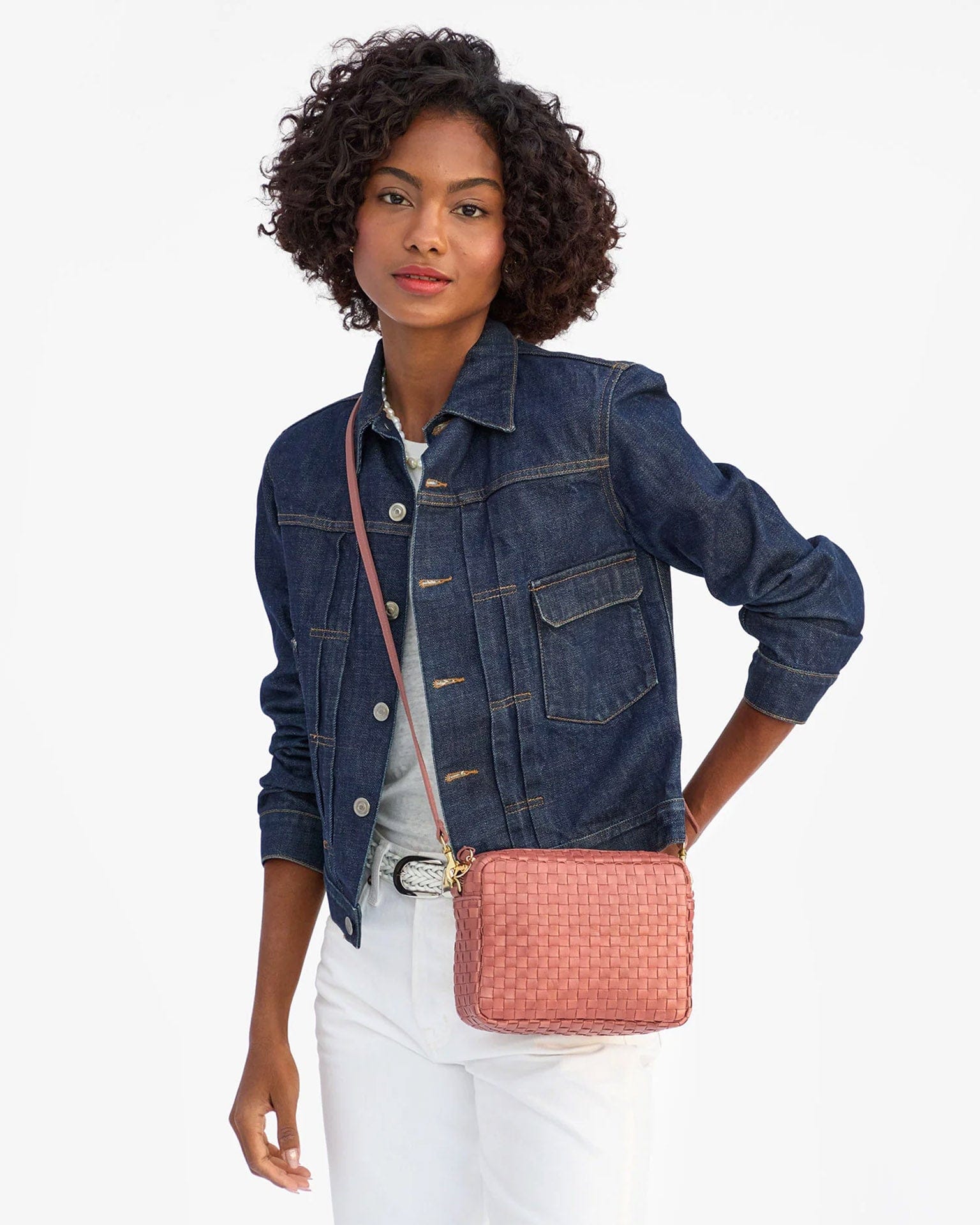 Midi Sac - Woven Checker in Rose Clay - Image 2