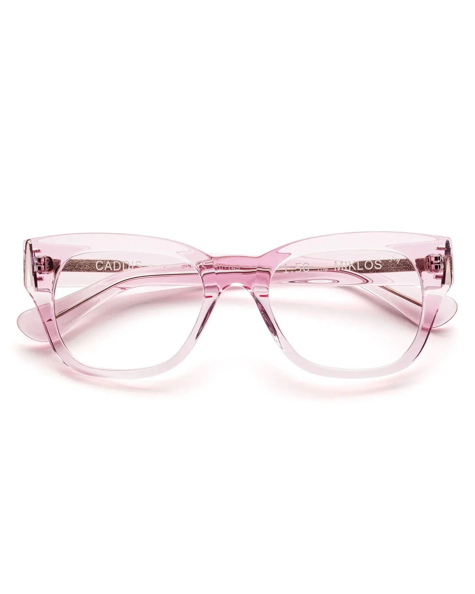 Miklos Reading Glasses in Polished Clear Pink - Image 5