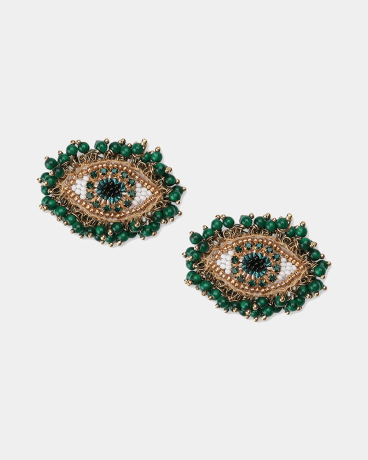Milos Eye Earrings in Green
