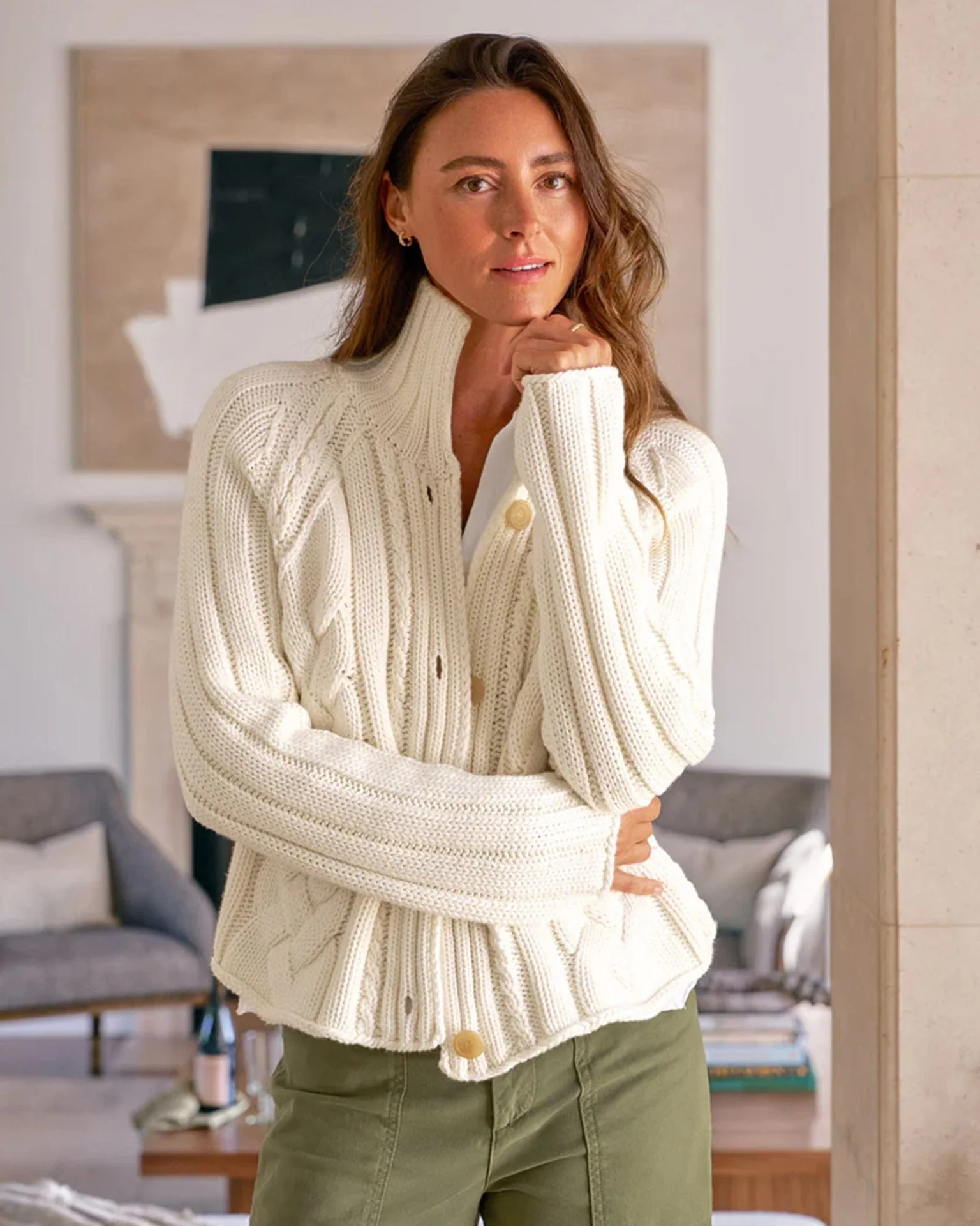 Mini Cardigan in Ivory - Image 2