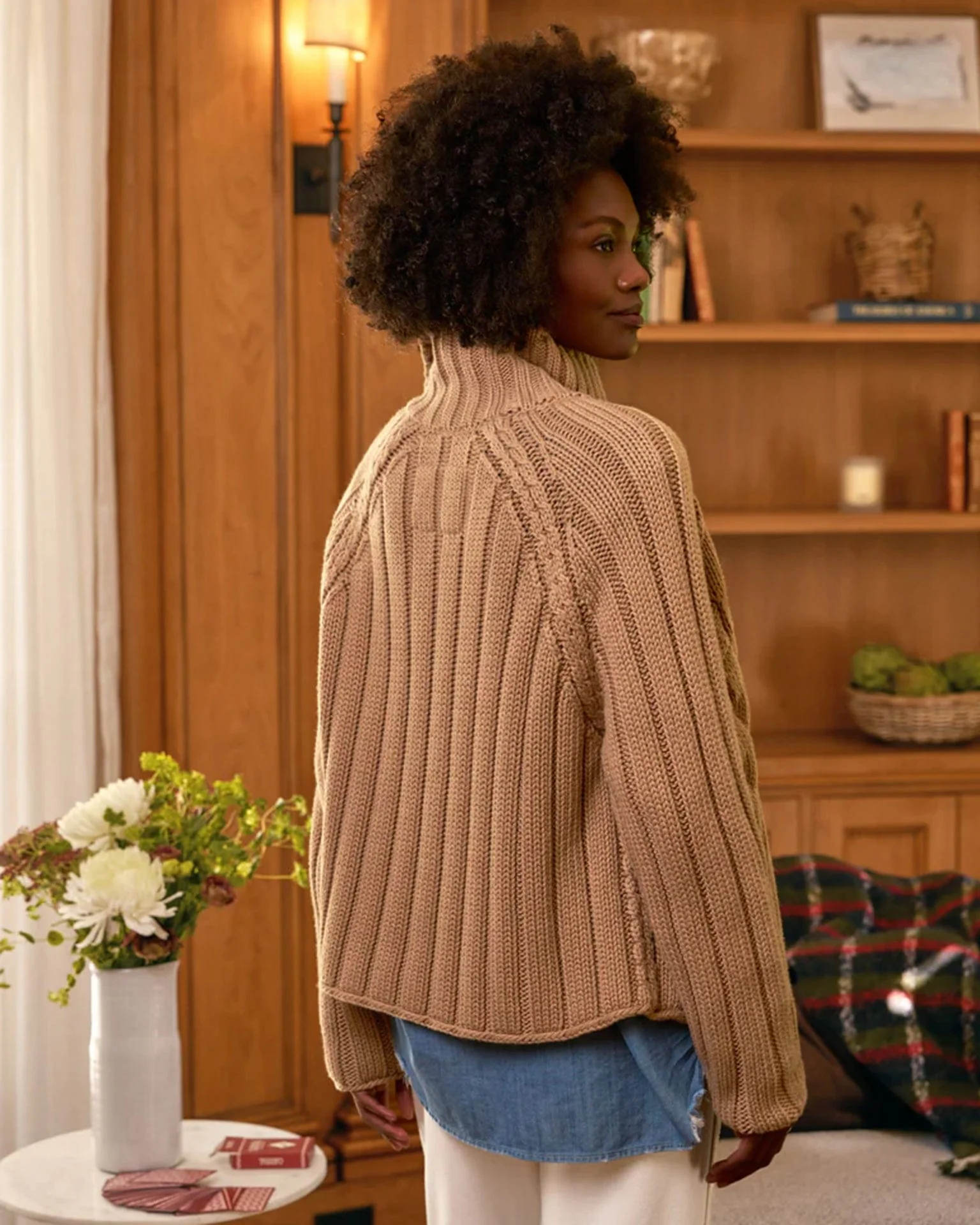 Mini Cotswolds Cable Cardigan in Camel - Image 6