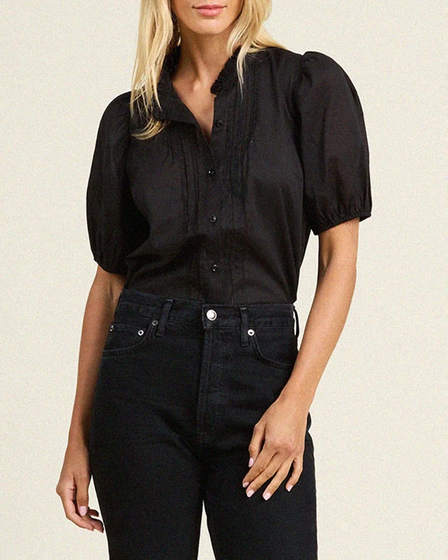 Mira Blouse in Black Cotton Voile