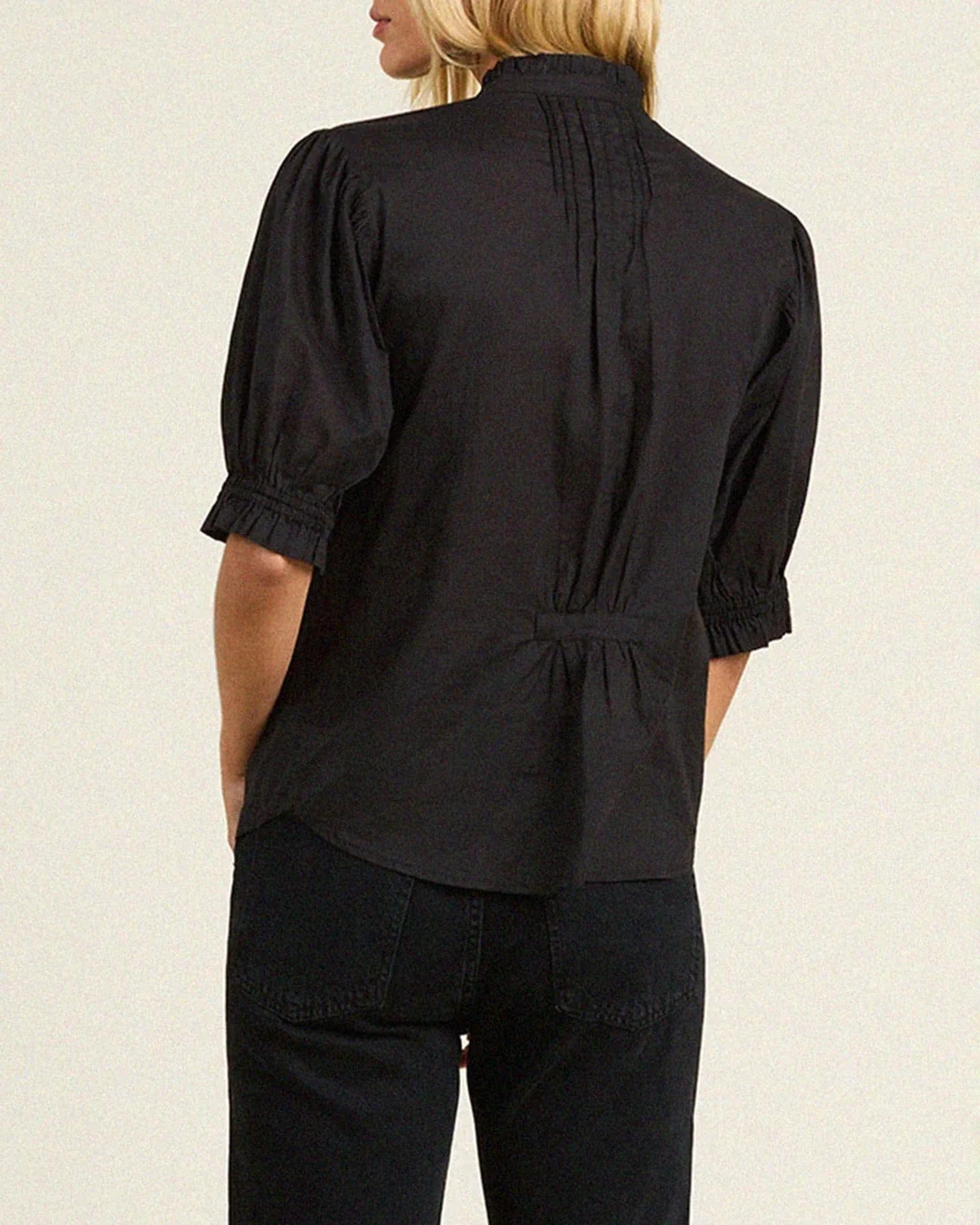 Mira Blouse in Black Cotton Voile - Image 3