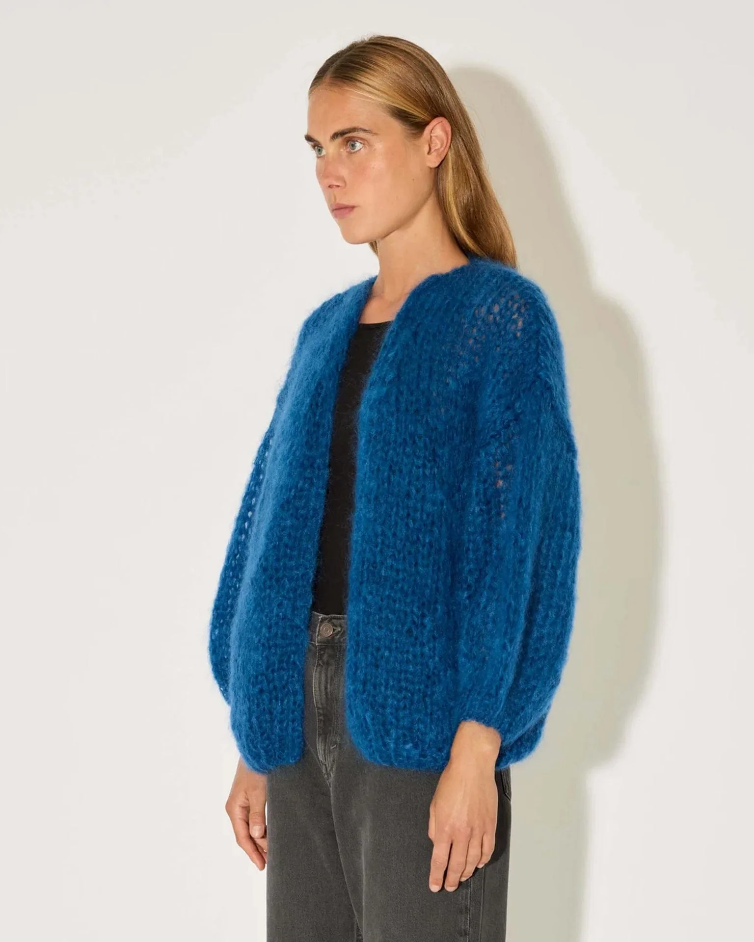 Mohair Big Cardigan in Royal Blue - Image 2