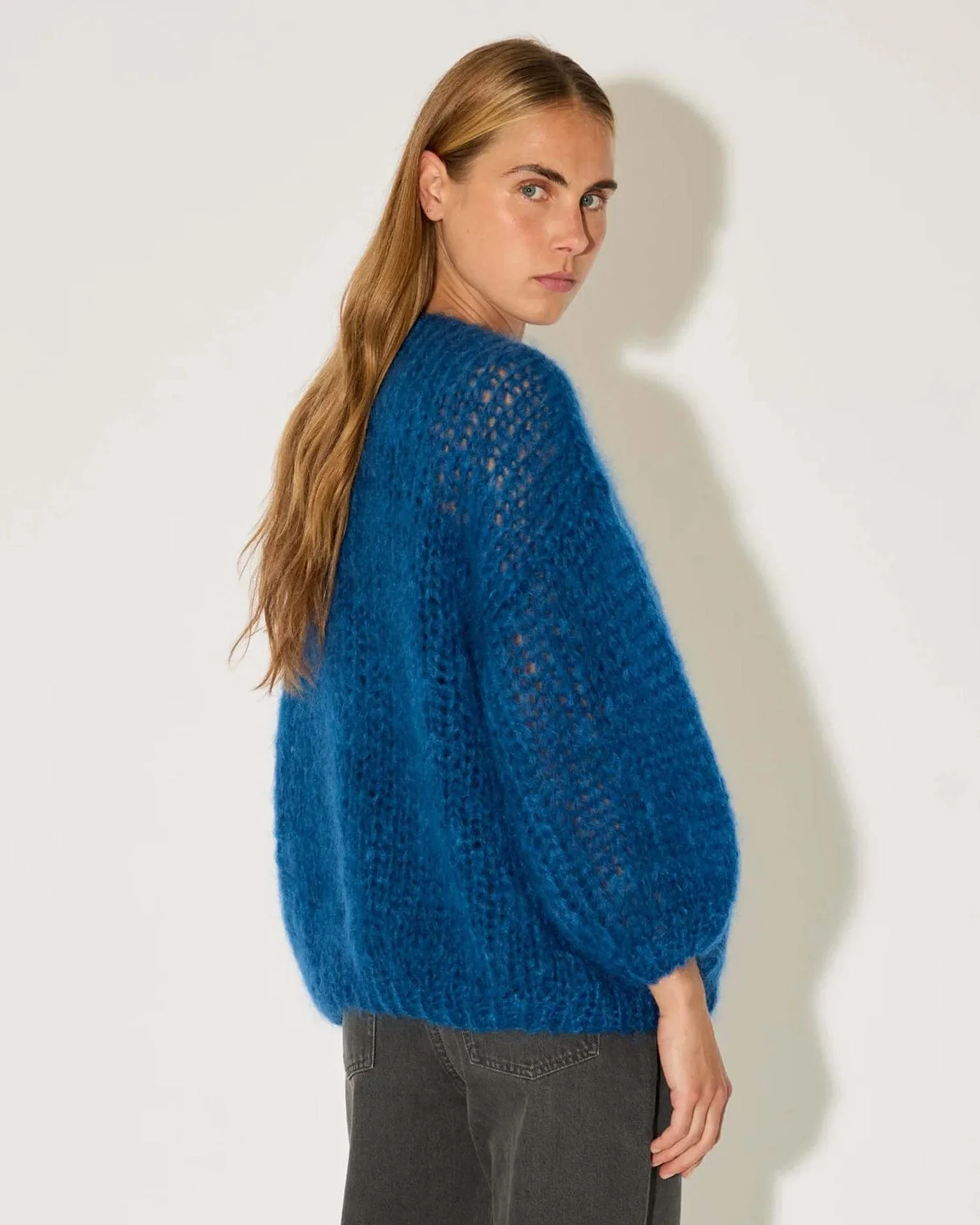 Mohair Big Cardigan in Royal Blue - Image 3