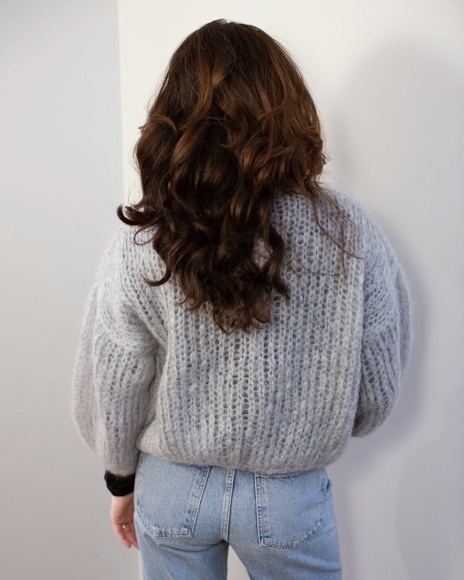 Mohair Bomber Cardigan in Concrete - Image 4