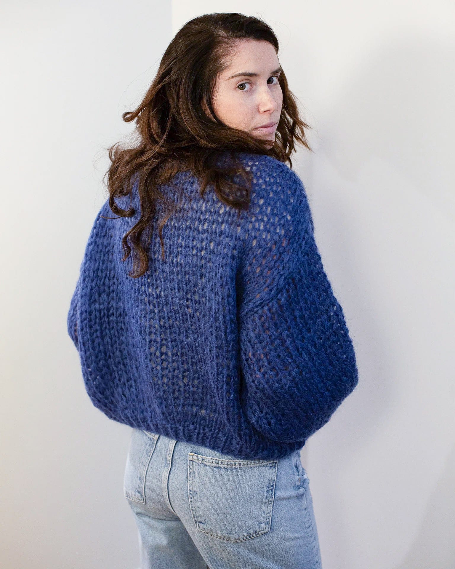 Mohair Bomber Cardigan in Dark Blue - Image 4
