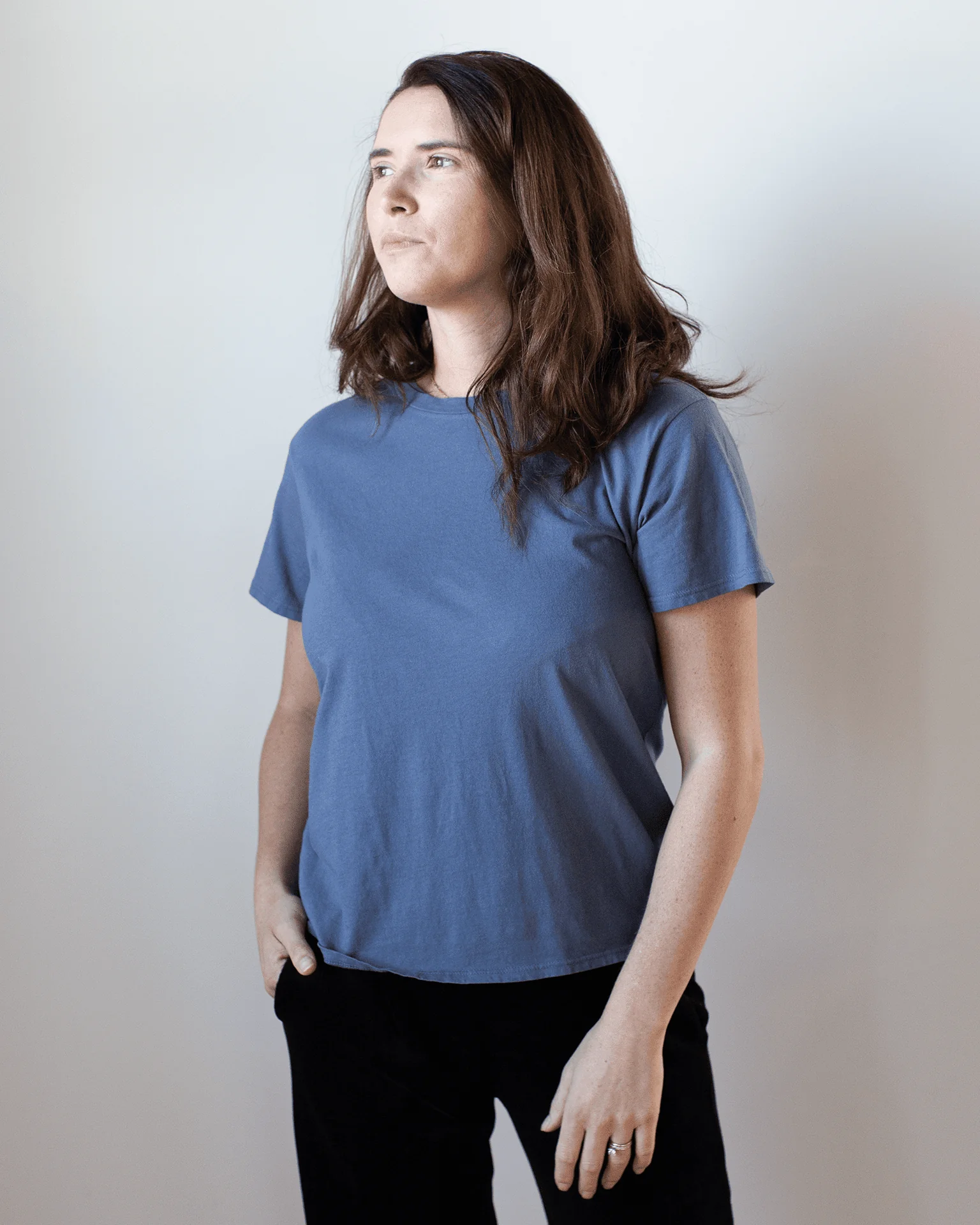 Moore Relaxed Fine Jersey Tee in Indigo