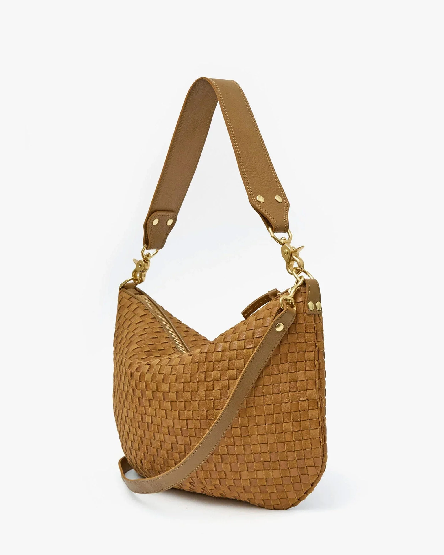 Moyen Messenger - Leather & Suede Woven Checker in Sequoia - Image 4