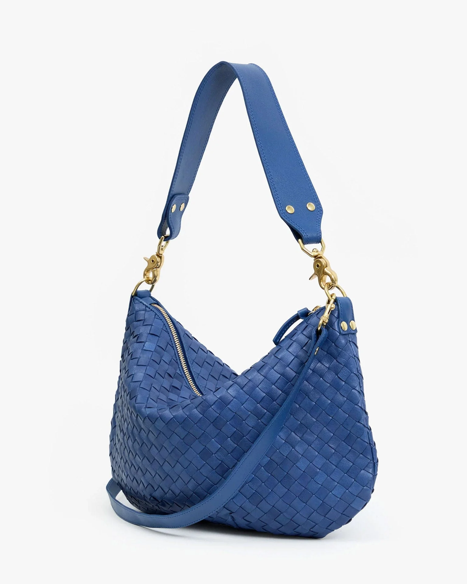 Moyen Messenger - Medium Woven Diagonal in French Blue - Image 4