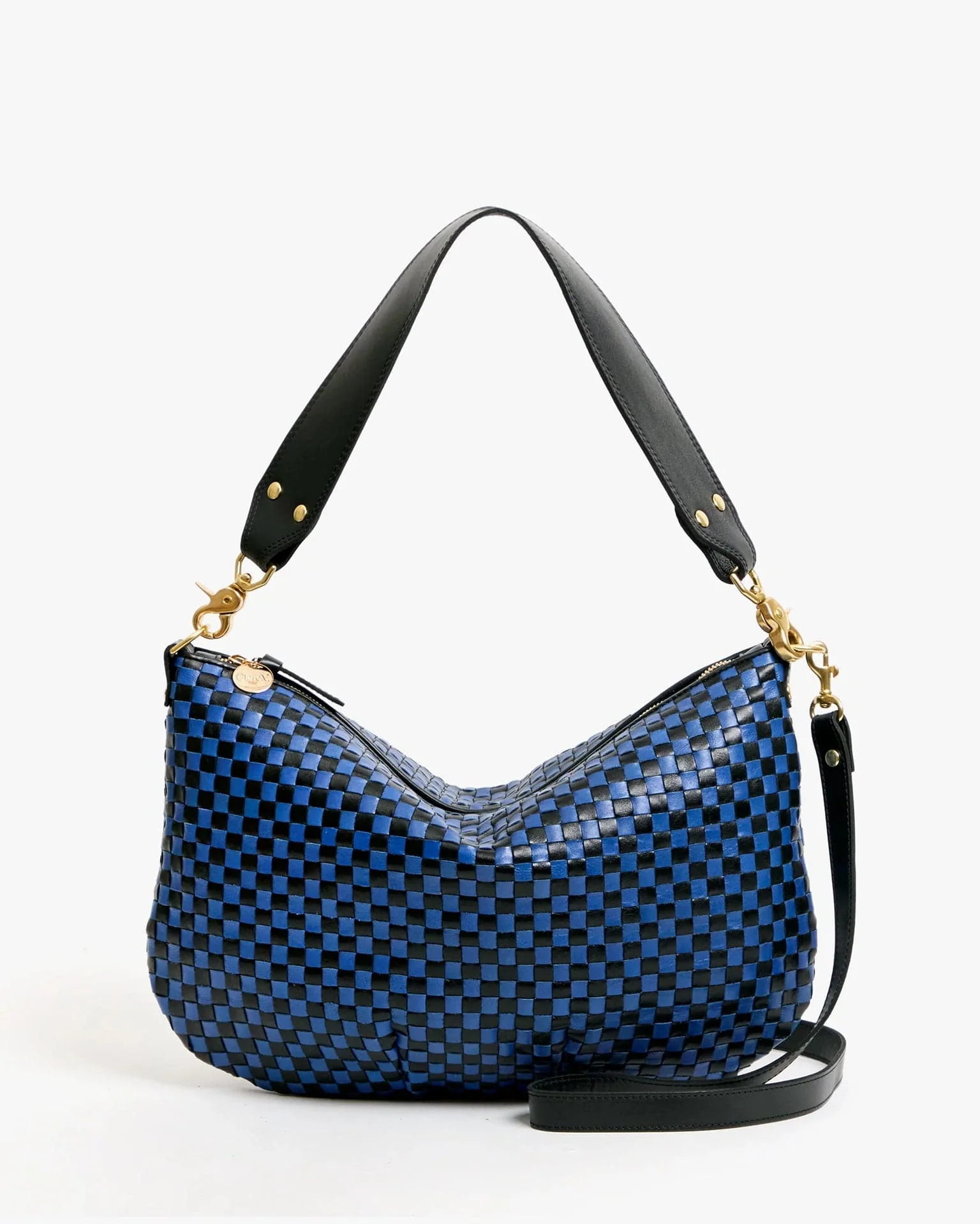 Moyen Messenger - Woven Checker in Black/Cobalt