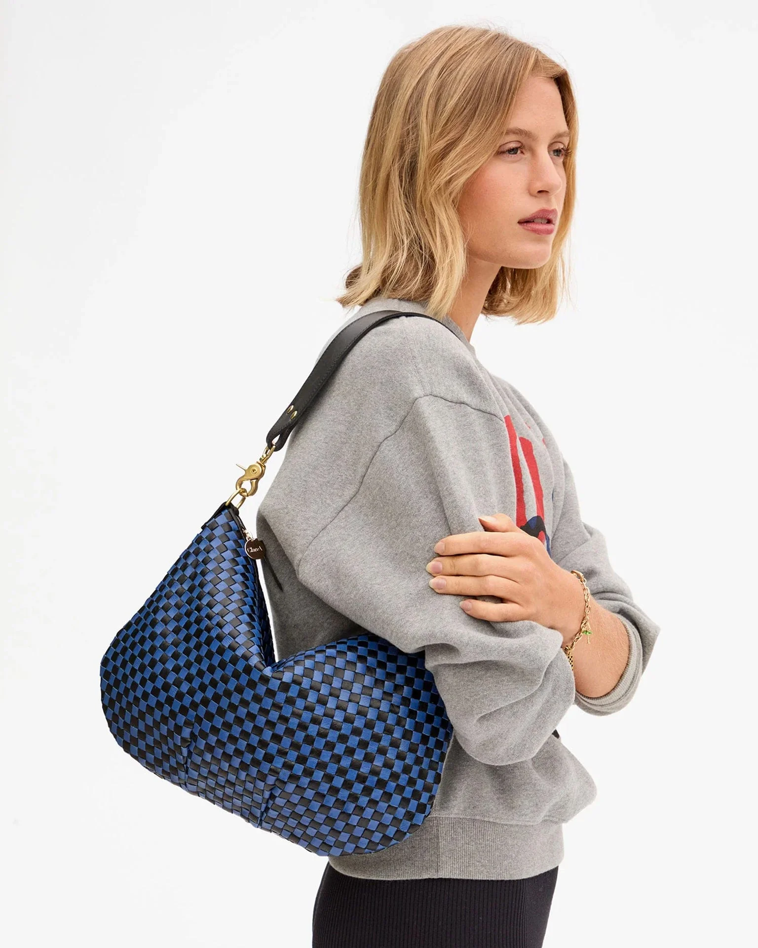 Moyen Messenger - Woven Checker in Black/Cobalt - Image 2