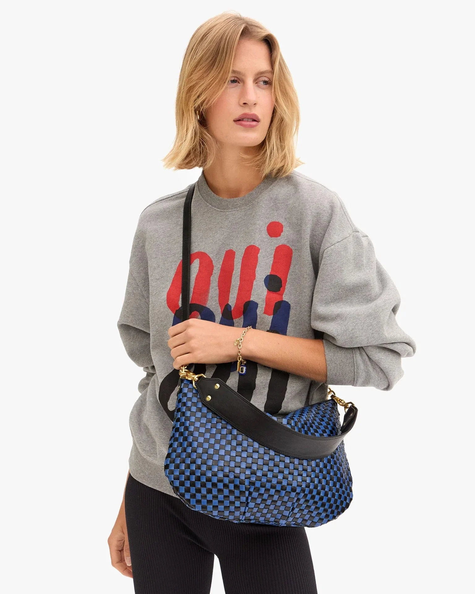 Moyen Messenger - Woven Checker in Black/Cobalt - Image 3