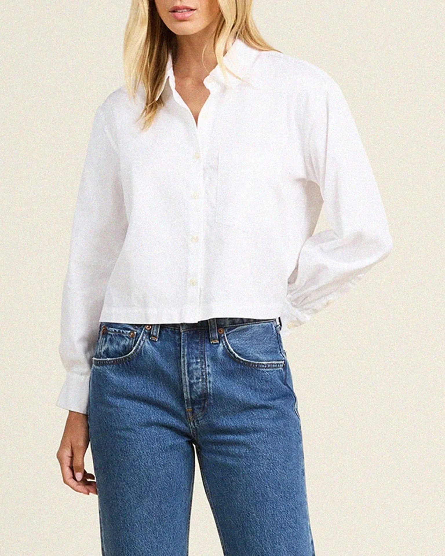 Nessa Shirt in White Cotton Twill