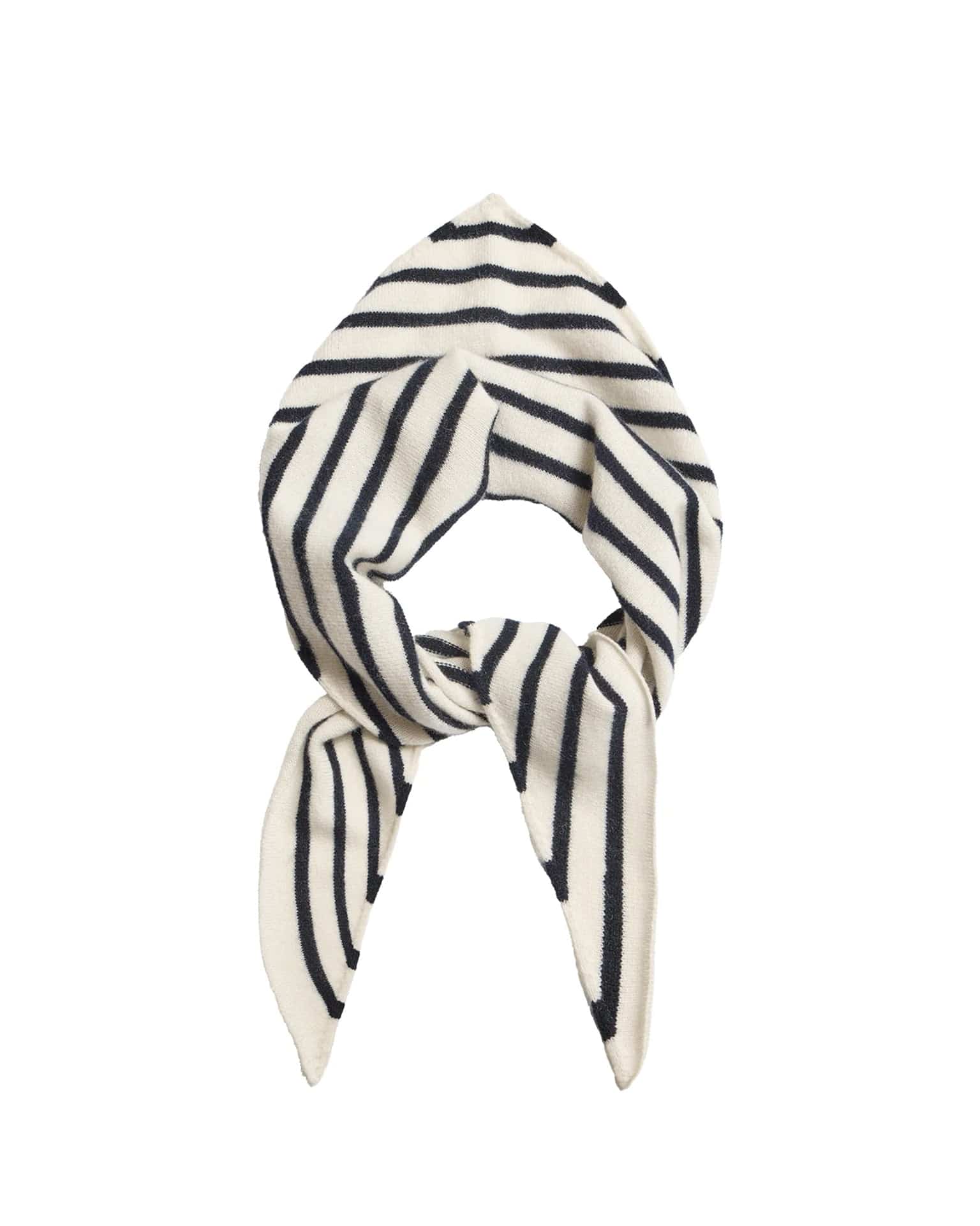 Nessa Stripe Small Cashmere Bandana in Ivory / Navy - Image 2