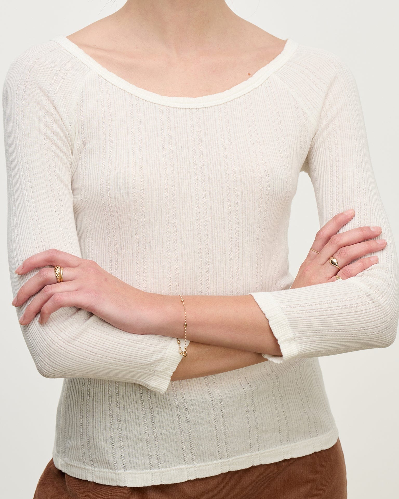 Nima L/S Boatneck Top in Ecru - Image 2