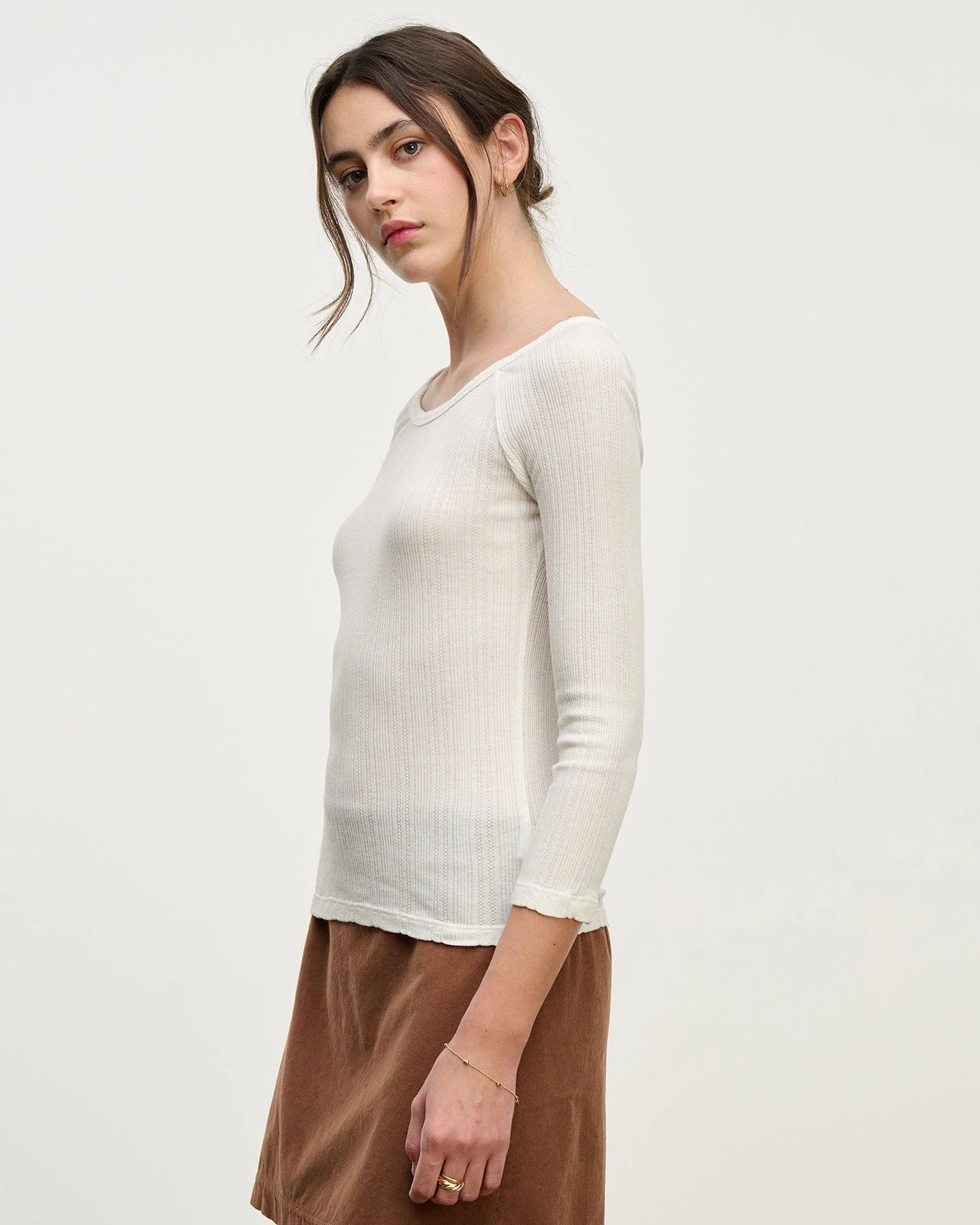 Nima L/S Boatneck Top in Ecru - Image 3