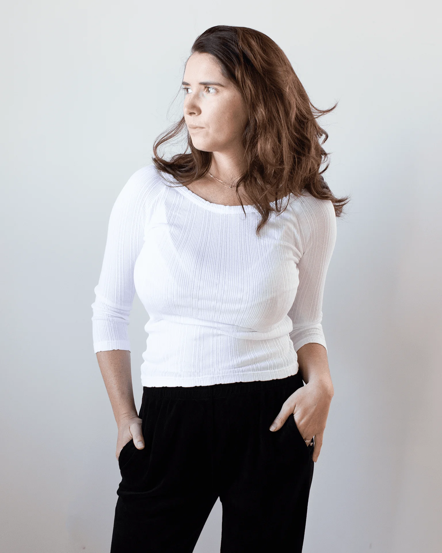 Nima L/S Boatneck Top in White