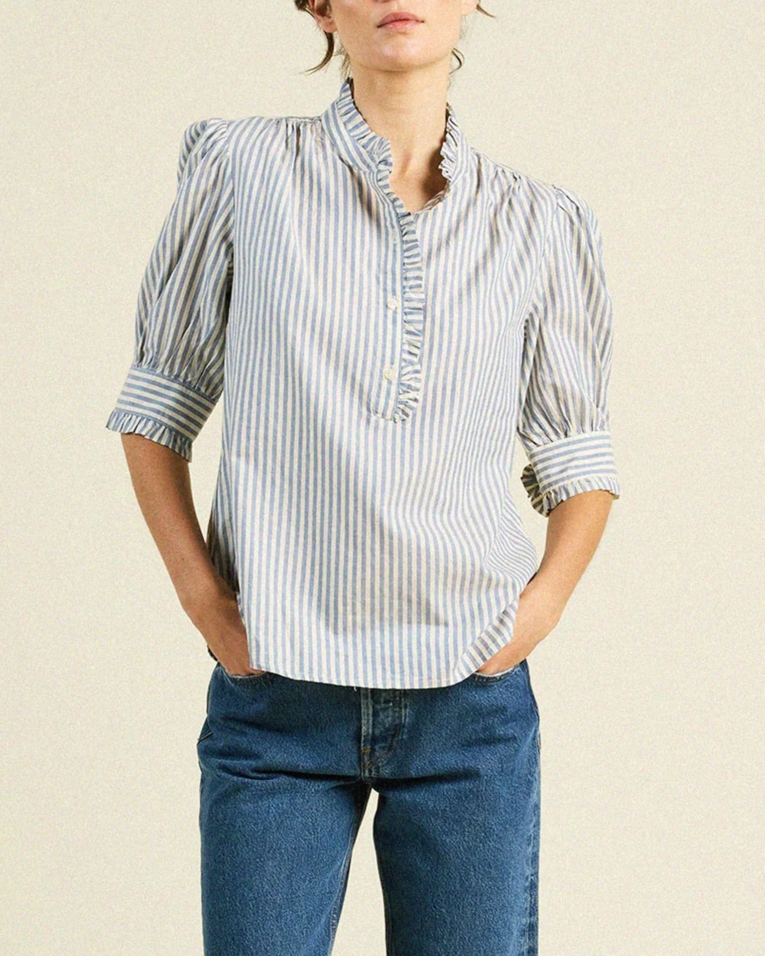 Noah Blouse in Oceanview Stripe