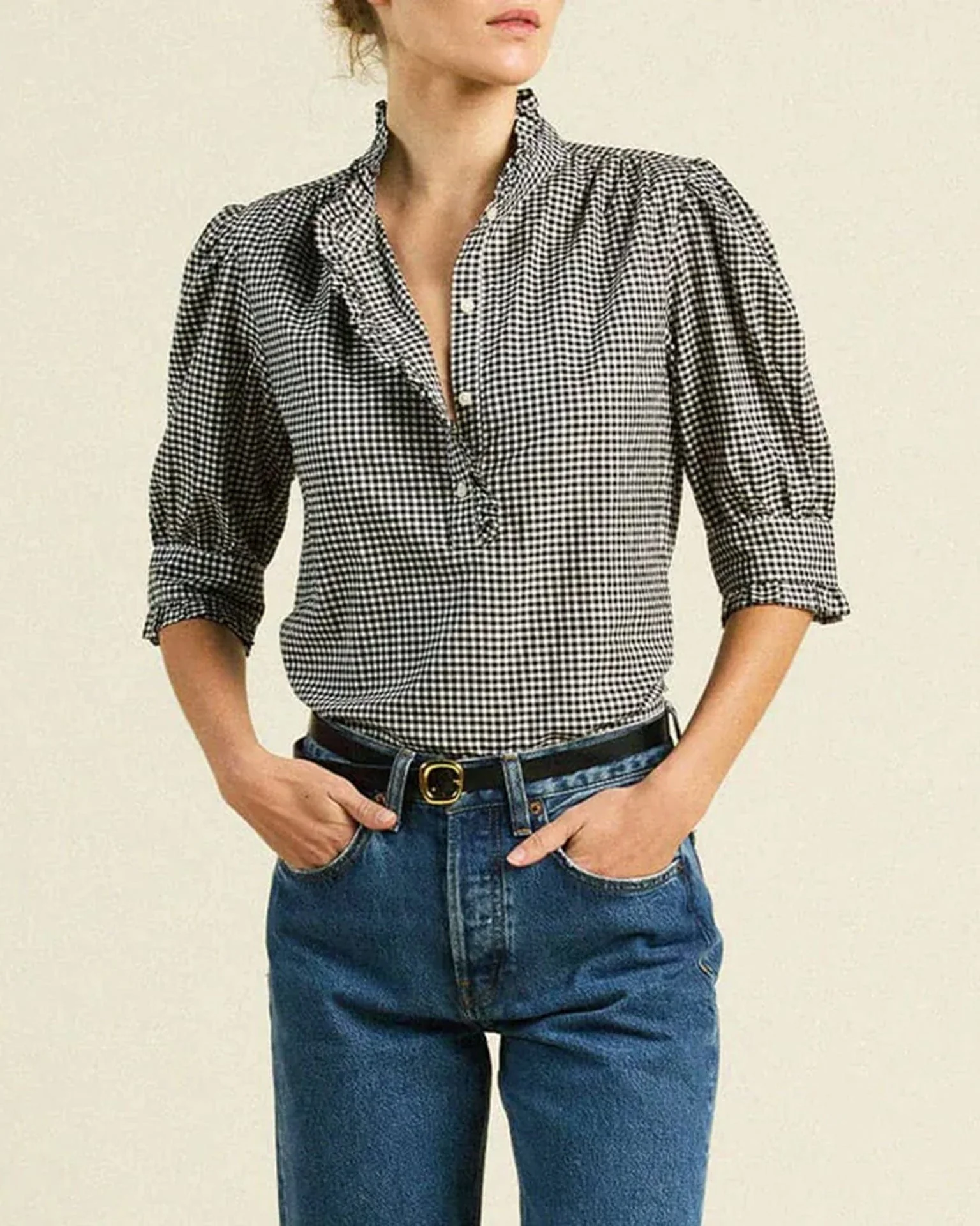 Noah Blouse in Onyx Check