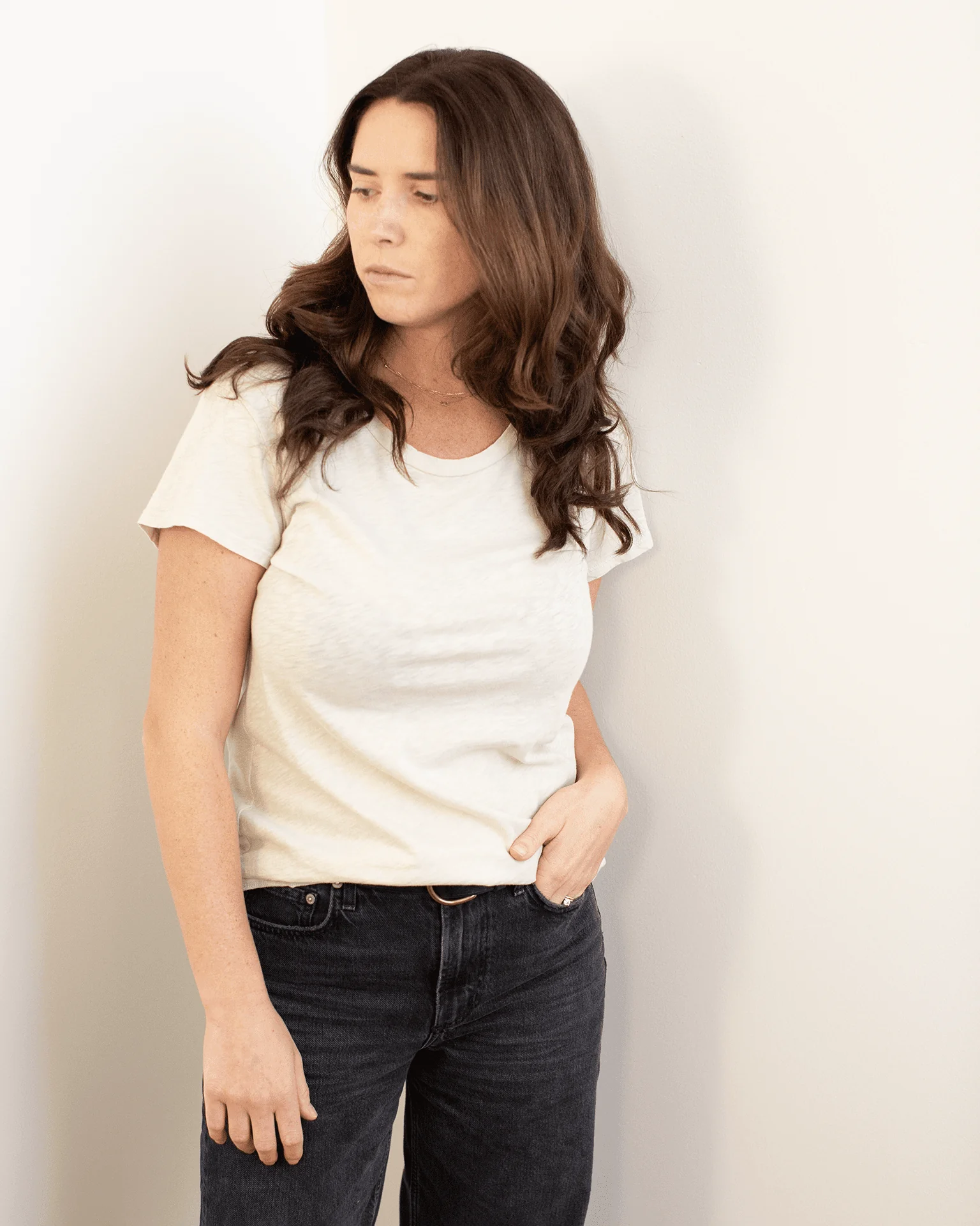 Odelia Scoop Neck Tee in Cookie