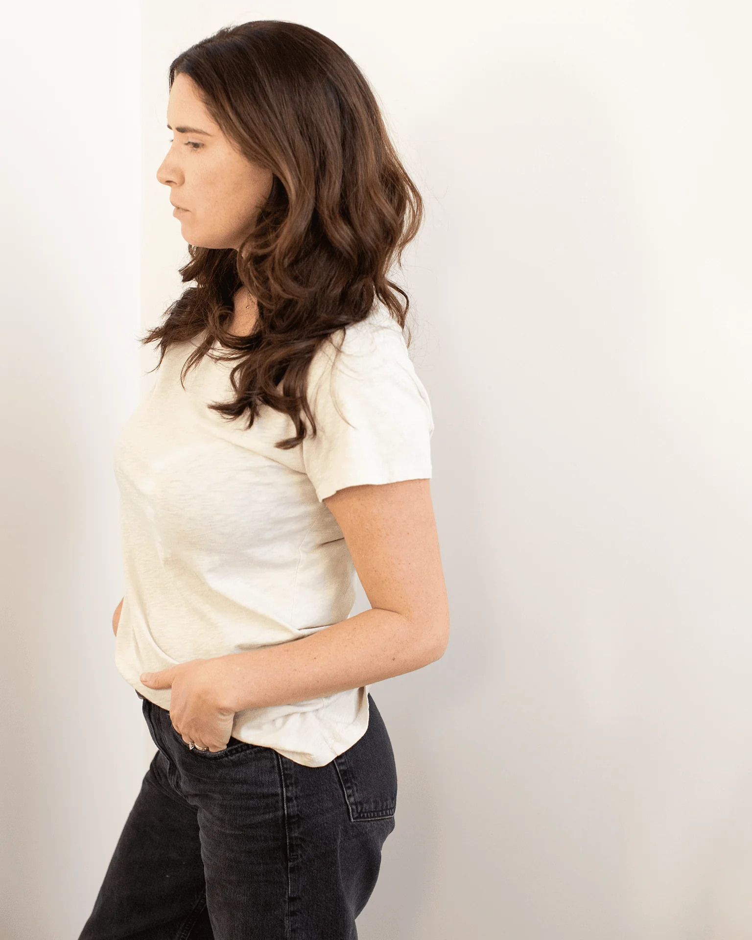 Odelia Scoop Neck Tee in Cookie - Image 4