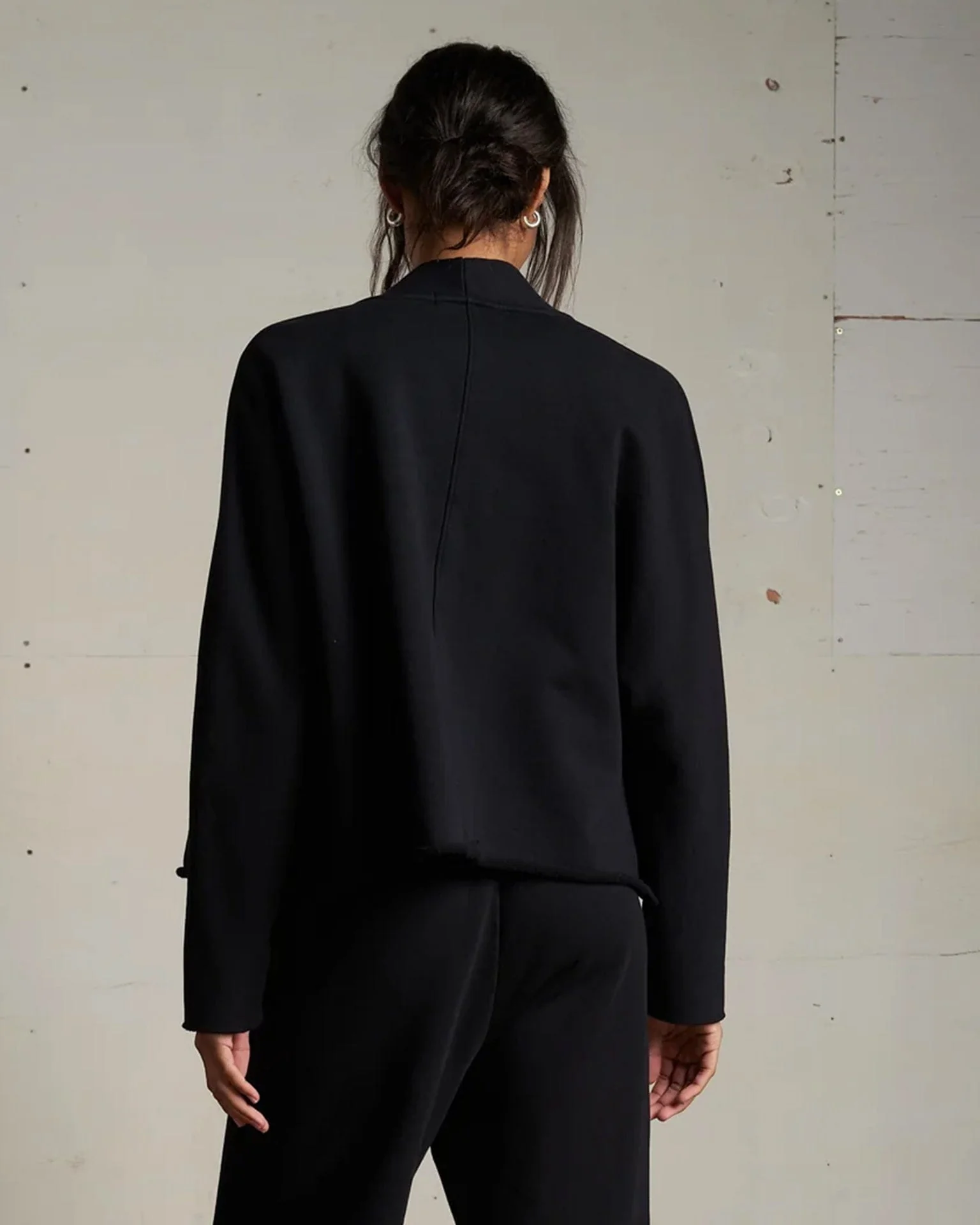 Olivia Fleece Short Cardigan in True Black - Image 3