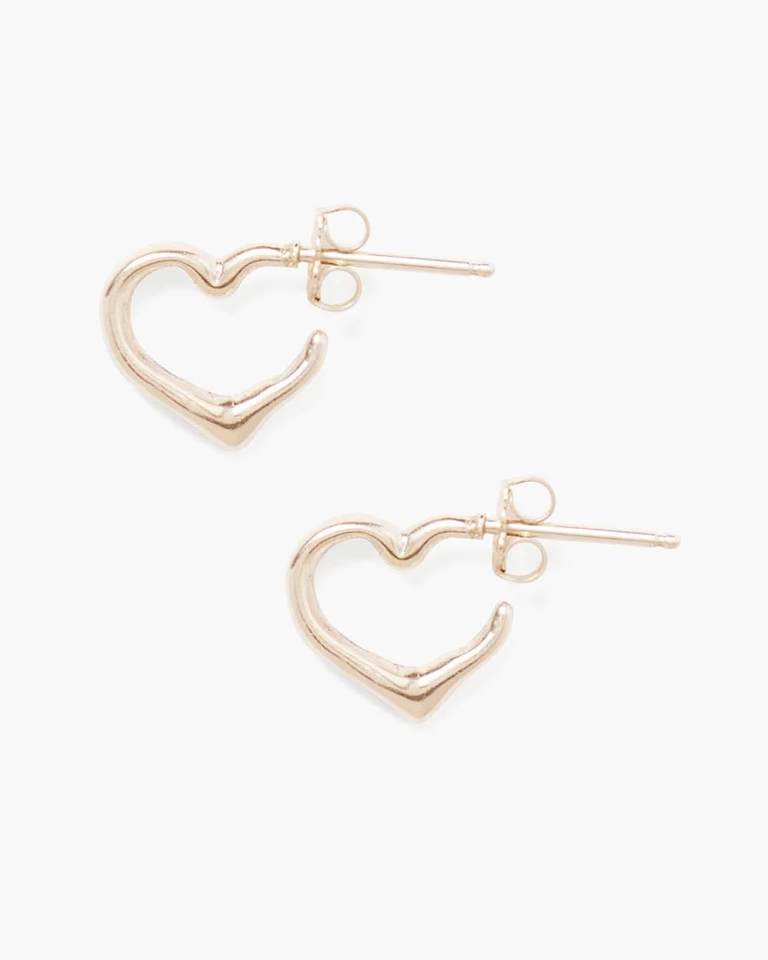 Open Heart Post Silver Earrings