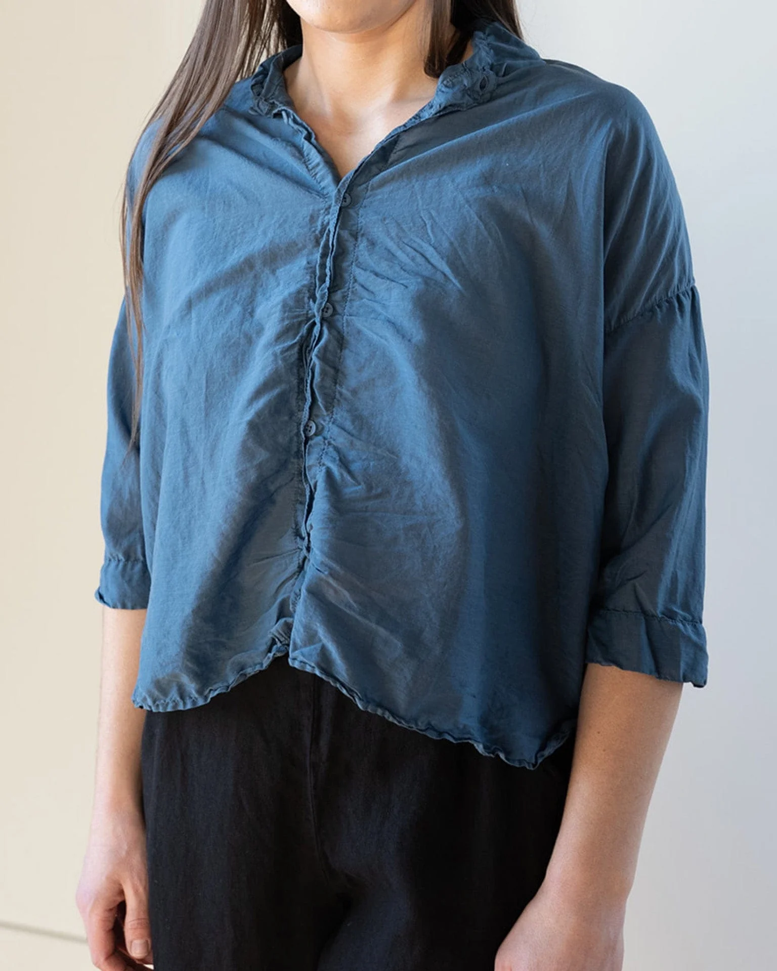 Ophelia Boxy Top in Moonlit Ocean Cotton Silk - Image 2