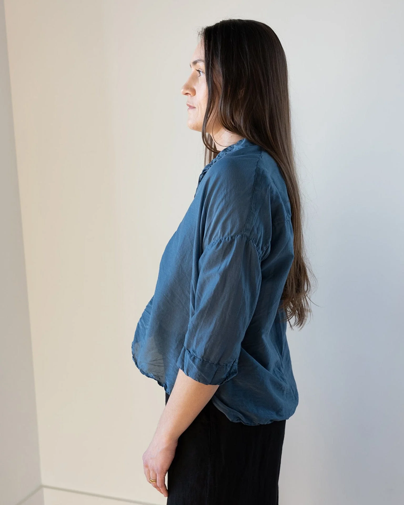 Ophelia Boxy Top in Moonlit Ocean Cotton Silk - Image 3