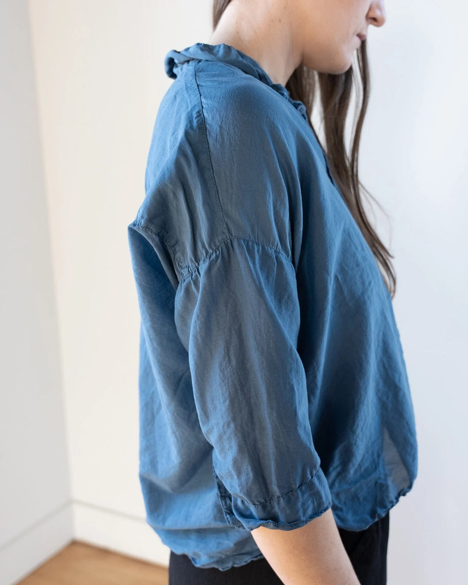Ophelia Boxy Top in Moonlit Ocean Cotton Silk - Image 5