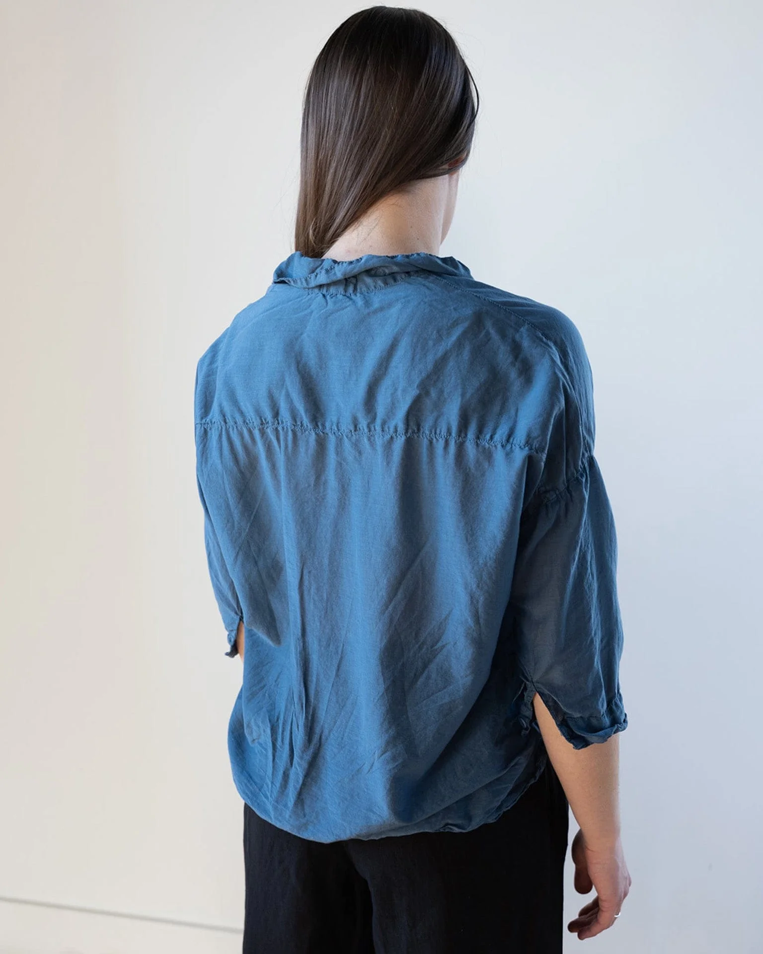 Ophelia Boxy Top in Moonlit Ocean Cotton Silk - Image 6