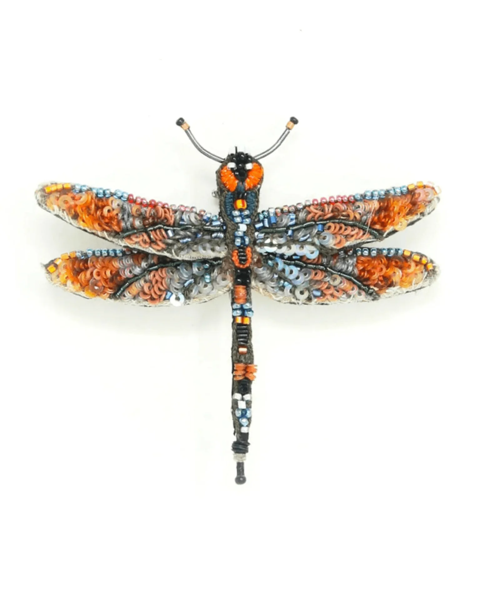 Orange Dragonfly Brooch Pin