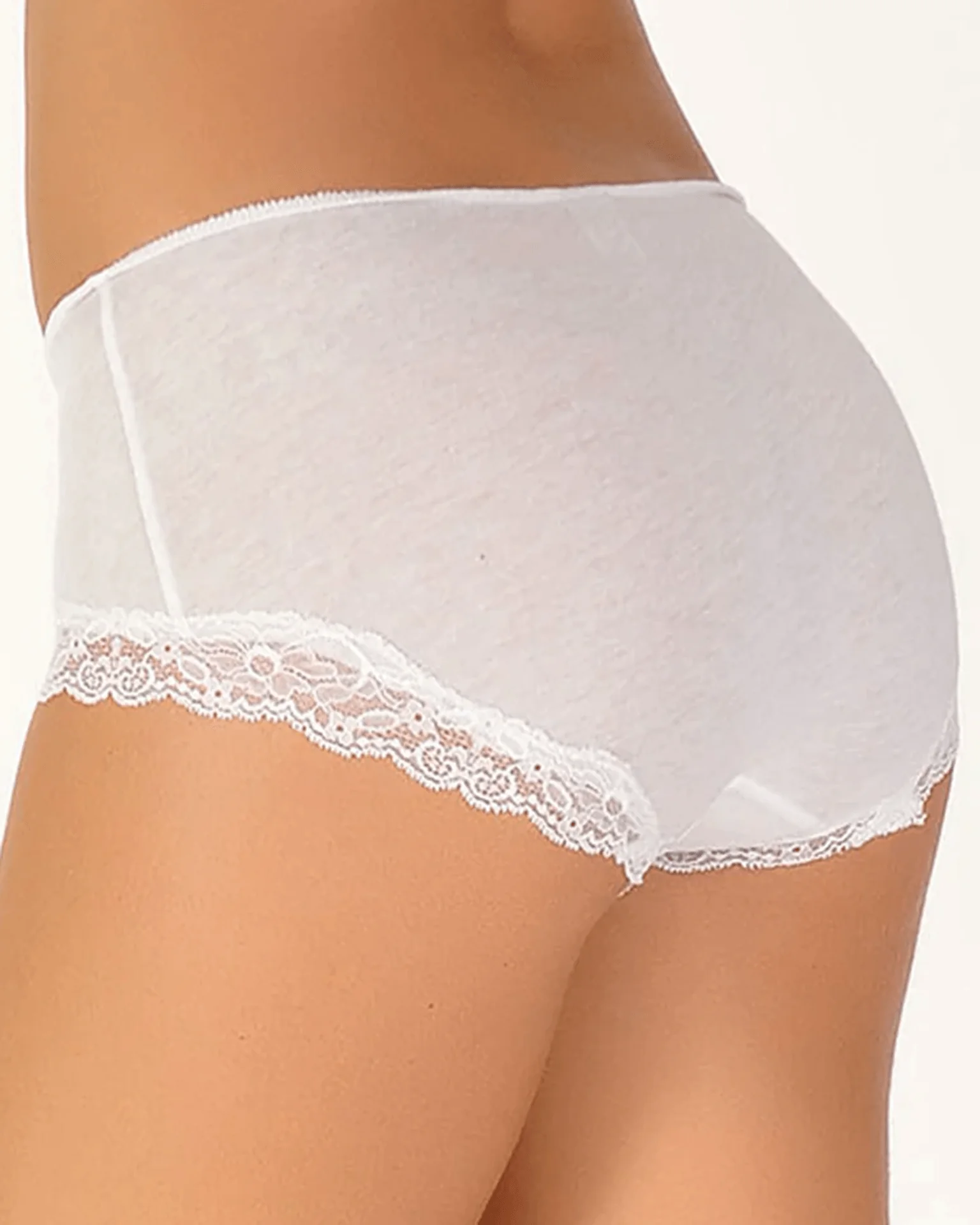 Org Cttn w/ Lace Hipster in White - Image 2