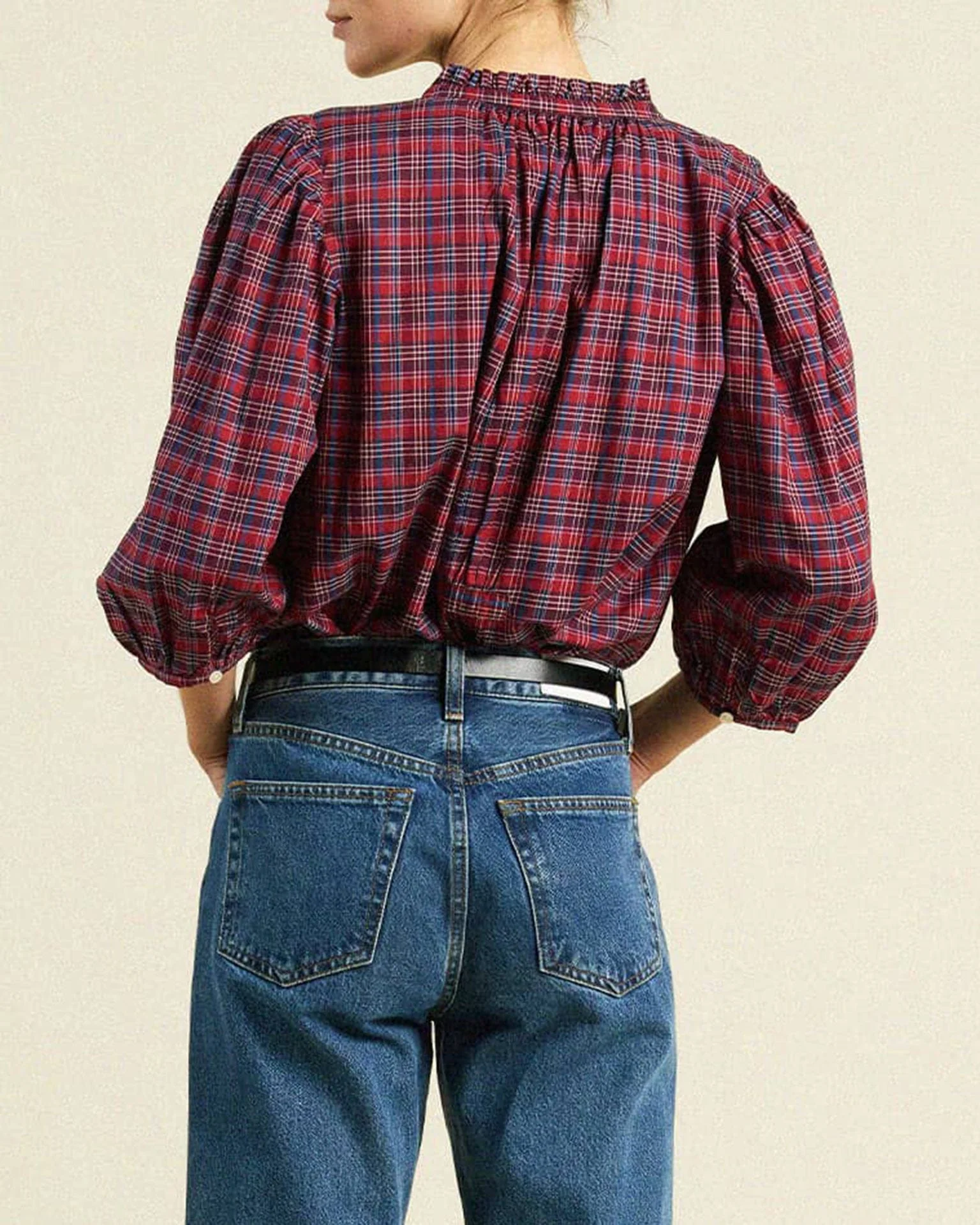 Orly Blouse in Mulled Wine Plaid - Image 3