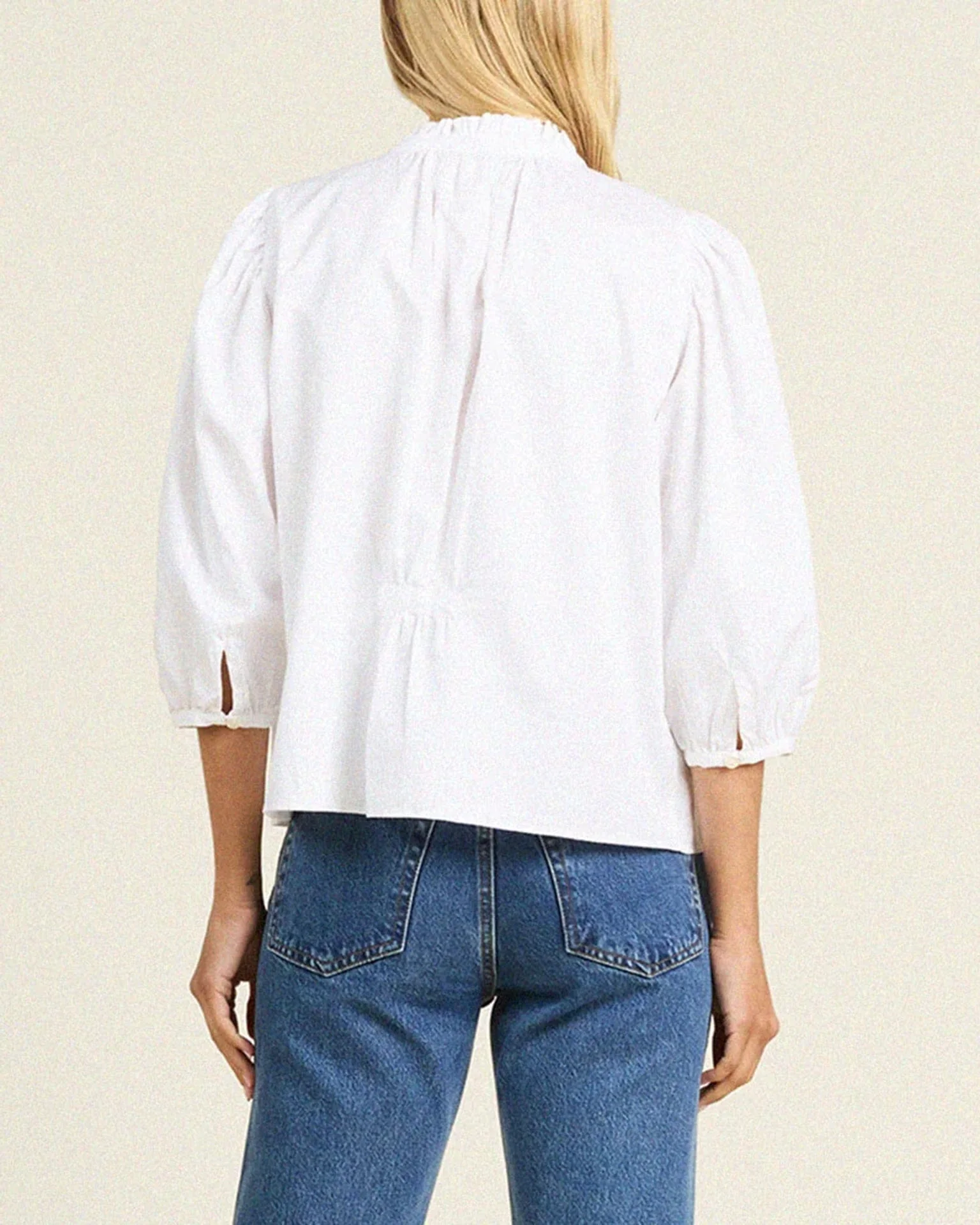 Orly Blouse in White Cotton Twill - Image 3
