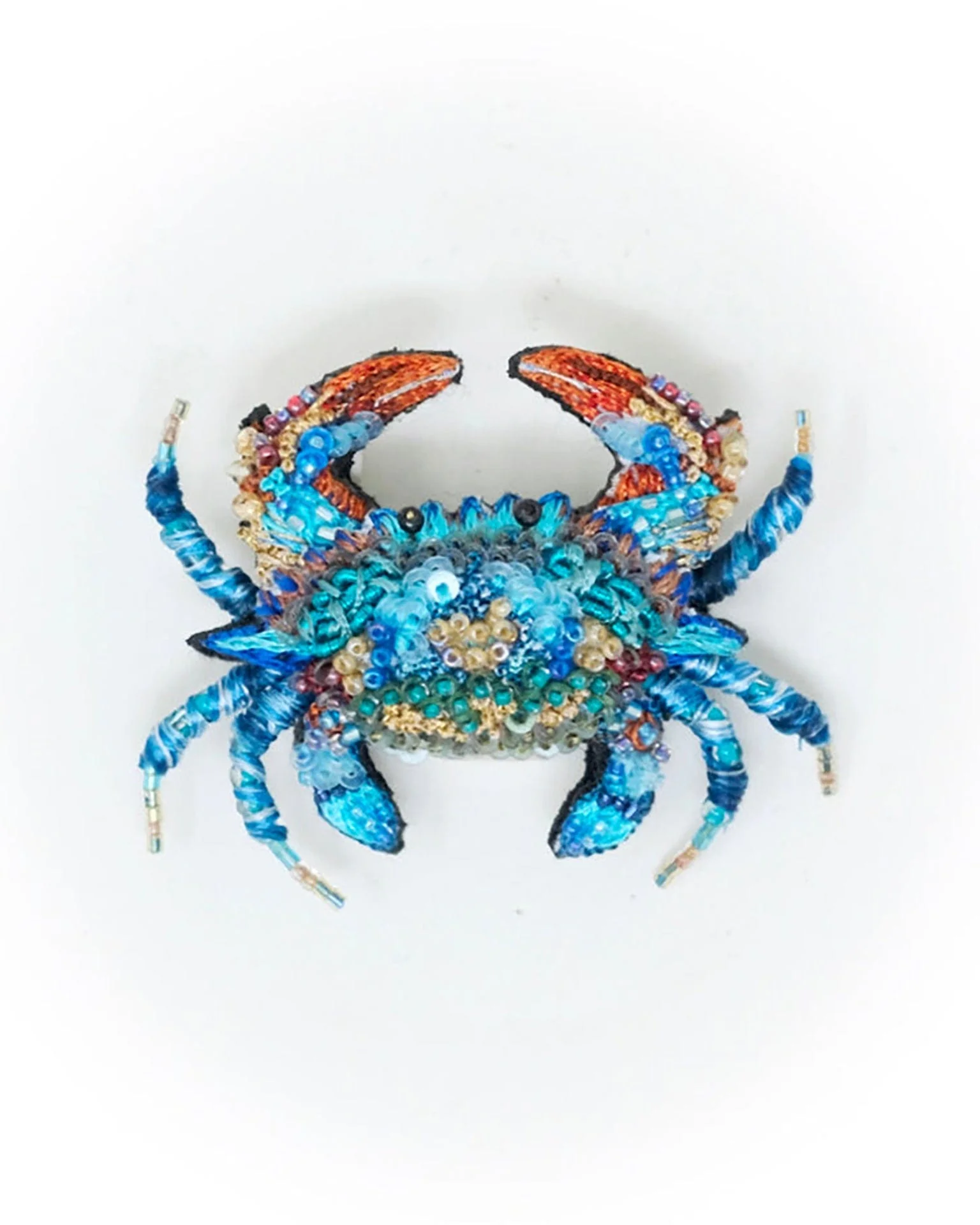 Ornate Blue Crab Brooch Pin
