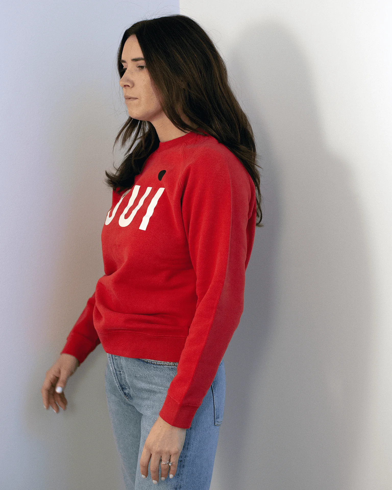 Oui Sweatshirt in Super Red w/ Black & Cream - Image 3