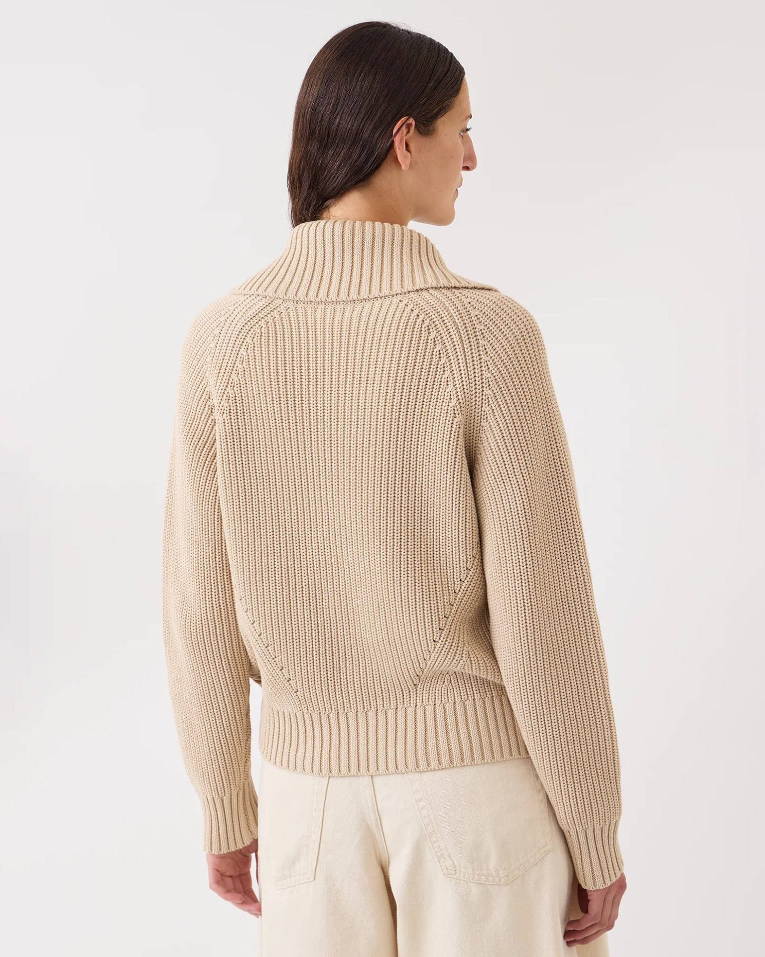 Parker Cotton Cardigan in Sand - Image 2