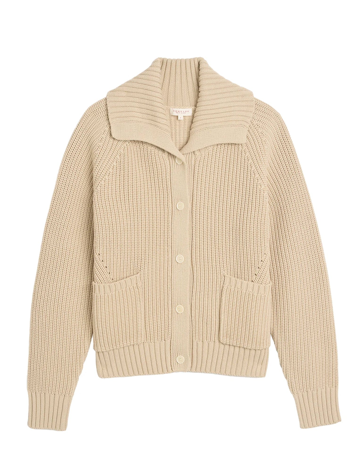Parker Cotton Cardigan in Sand - Image 3