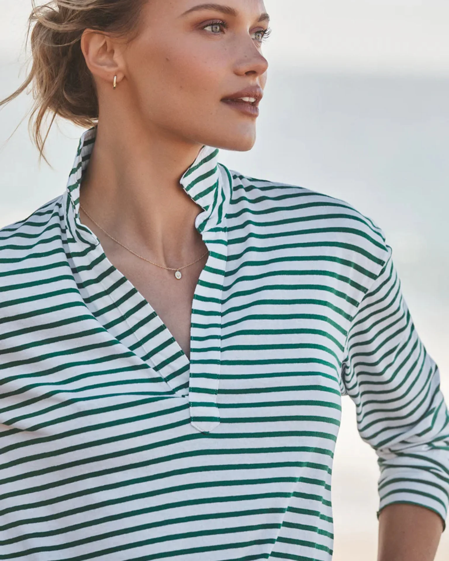 Patrick - Heritage Jersey in Green & White Stripe - Image 2