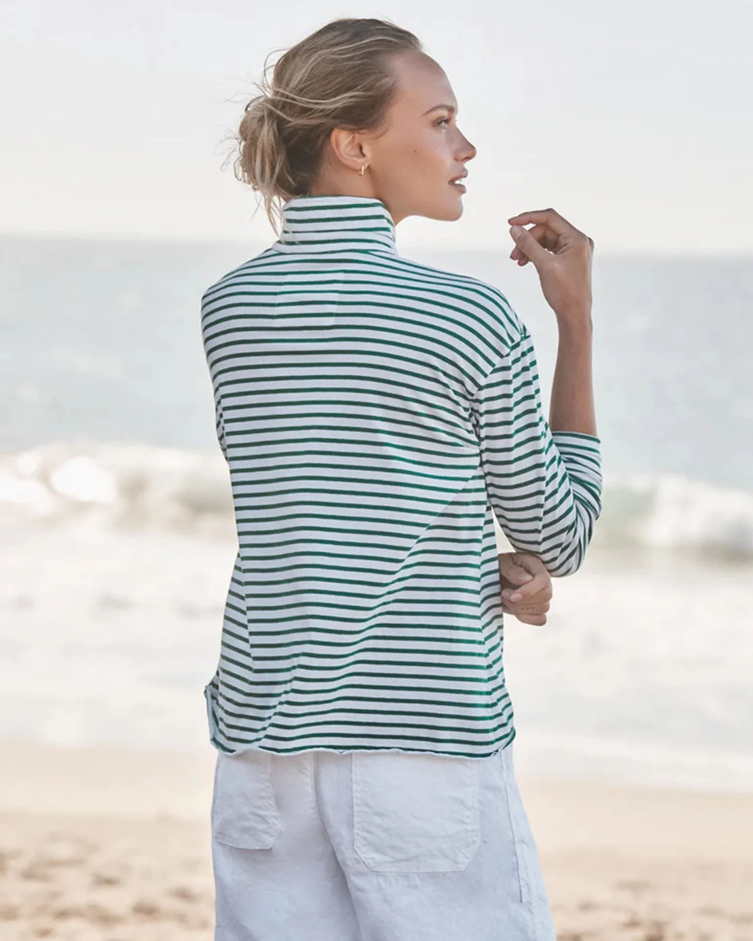 Patrick - Heritage Jersey in Green & White Stripe - Image 3